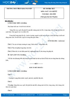 Bộ 3 đề thi HK2 môn Ngữ văn 6 KNTT năm 2022-2023 trường THCS Trần Khai Nguyên