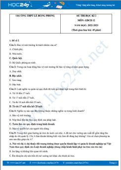 Bộ 5 đề thi HK2 môn GDCD 12 năm 2022-2023 trường THPT Lê Hồng Phong