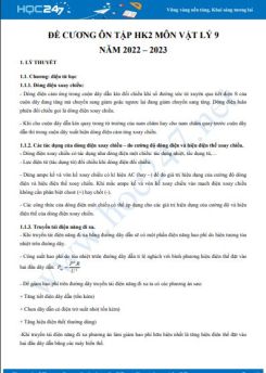Đề cương ôn tập HK2 môn Vật lí 9 năm 2022-2023