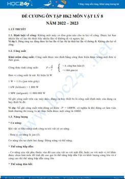 Đề cương ôn tập HK2 môn Vật lí 8 năm 2022-2023