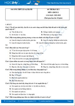 Bộ 5 đề thi HK2 môn GDCD 11 năm 2022-2023 trường THPT Lê Đại Hành