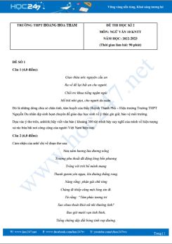 Bộ 5 đề thi HK2 môn Ngữ văn 10 KNTT năm 2022-2023 trường THPT Hoàng Hoa Thám