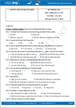 Bộ 5 đề thi HK2 môn GDKT&PL 10 CTST năm 2022-2023 trường THPT Lê Quang Định