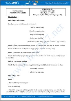 Bộ 3 đề thi HK2 môn Ngữ văn 6 CTST năm 2022-2023 trường THCS Nguyễn Bỉnh Khiêm