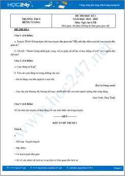 Bộ 3 đề thi HK2 môn Ngữ văn 6 CD năm 2022-2023 trường THCS Hùng Vương