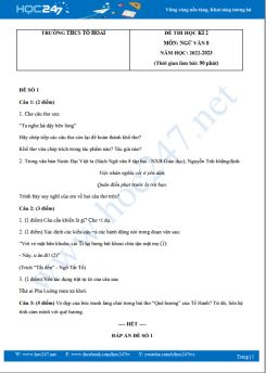 Bộ 5 đề thi HK2 môn Ngữ văn 8 năm 2022-2023 trường THCS Tô Hoài
