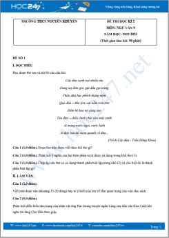 Bộ 5 đề thi HK2 môn Ngữ văn 9 năm 2022-2023 trường THCS Nguyễn Khuyến