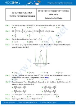 Đề thi thử tốt nghiệp THPT môn Toán năm 2022-2023 Trường THPT Lương Thế Vinh có đáp án