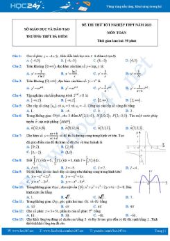 Đề thi thử tốt nghiệp THPT môn Toán năm 2022-2023 Trường THPT Bà Điểm có đáp án