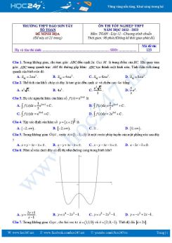 Đề thi thử tốt nghiệp THPT môn Toán năm 2022-2023 Trường THPT Đào Sơn Tây có đáp án