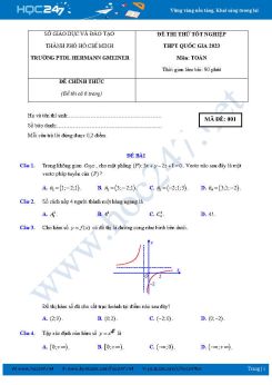 Đề thi thử tốt nghiệp THPT môn Toán năm 2022-2023 Trường THPT Herman-Gmeiner có đáp án