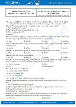Đề thi thử tốt nghiệp THPT 2023 môn Hóa học trường THPT Trần Quốc Tuấn có đáp án