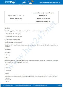 Đề thi và đáp án tham khảo môn Lịch sử tốt nghiệp THPT 2023 - Mã đề 310