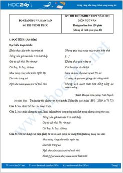 Đáp án chính thức đề thi tốt nghiệp THPT môn Ngữ văn năm 2023