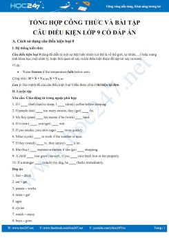 Tổng hợp công thức và bài tập câu điều kiện lớp 9 có đáp án