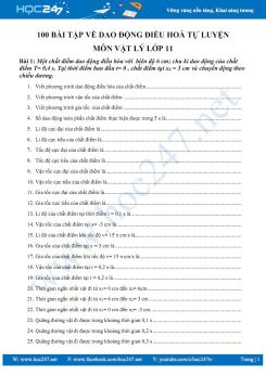 100 bài tập về Dao động điều hoà tự luyện môn Vật lý lớp 11
