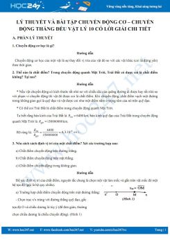 Lý thuyết và Bài tập Chuyển động Cơ - Chuyển động thẳng đều Vật lí 10 có lời giải chi tiết