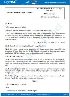 Bộ 3 đề thi giữa HK1 môn Ngữ văn 9 năm 2023-2024 có đáp án trường THCS Trần Quang Diệu