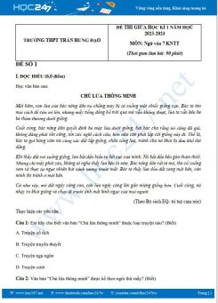 Bộ 3 đề thi giữa HK1 môn Ngữ văn 7 KNTT năm 2023-2024 có đáp án trường THPT Trần Hưng Đạo