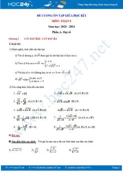 Đề cương ôn tập giữa HK1 môn Toán 9 năm 2023-2024