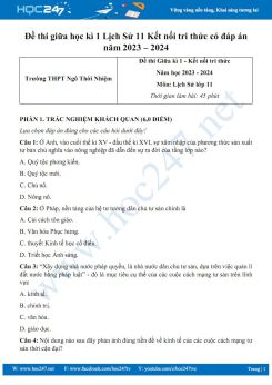 Đề thi giữa HK1 Lịch Sử 11 Kết nối tri thức có đáp án năm 2023 – 2024