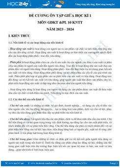 Bộ 3 đề thi giữa HK1 môn GDKT & PL 10 KNTT năm 2023-2024 có đáp án trường THPT Lê Hồng Phong