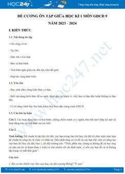 Đề cương ôn tập giữa HK1 môn GDCD 9 năm 2023-2024