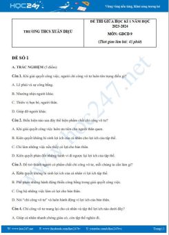 Bộ 3 đề thi giữa HK1 môn GDCD 9 năm 2023-2024 có đáp án trường THCS Xuân Diệu