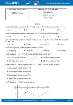 Đề thi giữa HK1 môn Toán 12 năm 2023-2024 THPT Bùi Thị Xuân có đáp án