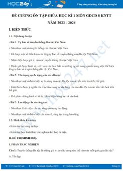 Đề cương ôn tập giữa HK1 môn GDCD 8 KNTT năm 2023-2024