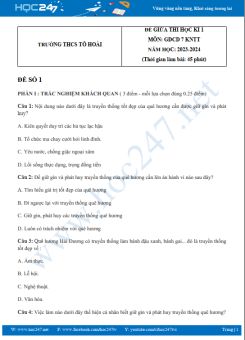 Bộ 3 đề thi giữa HK1 môn GDCD 7 KNTT năm 2023-2024 có đáp án trường THCS Tô Hoài