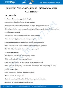 Đề cương ôn tập giữa HK1 môn GDCD 6 KNTT năm 2023-2024