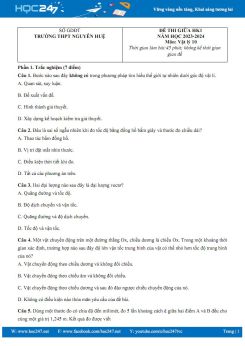 Đề thi giữa HK1 năm 2023 -2024 có đáp án môn Vật lí 10 KNTT Trường THPT Nguyễn Huệ