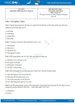 Đề thi giữa HK1 năm 2023 -2024 có đáp án môn Vật lí 10 KNTT Trường THPT Quảng Trạch