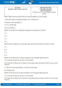 Đề thi giữa HK1 năm 2023 -2024 có đáp án môn Công nghệ Trồng trọt 10 KNTT Trường THPT Trần Cao Vân