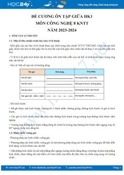 Đề cương ôn tập giữa HK1 môn Công nghệ 8 KNTT năm 2023-2024