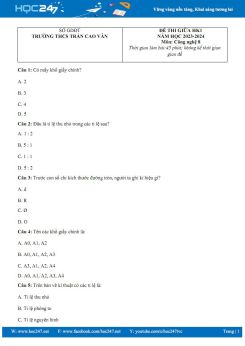 Đề thi giữa HK1 môn Công Nghệ 8 KNTT năm 2023-2024 Trường THCS Trần Cao Vân có đáp án