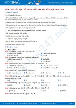 Đề cương ôn tập giữa HK1 môn Toán 10 KNTT năm học 2023 - 2024