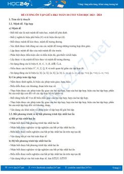 Đề cương ôn tập giữa HK1 môn Toán 10 CTST năm học 2023 - 2024