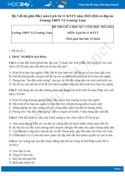 Bộ 3 đề thi giữa HK1 môn Lịch Sử 11 KNTT năm 2023-2024 có đáp án Trường THPT Võ Trường Toản