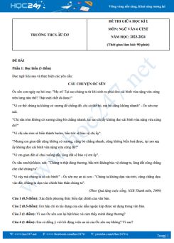 Đề thi giữa HK1 môn Ngữ văn 6 CTST năm 2023-2024 có đáp án trường THCS Âu Cơ