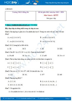 Bộ 3 đề thi giữa HK1 môn Toán 6 KNTT năm học 2023 - 2024 Trường THCS Xuân Dương có đáp án