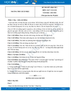 Đề thi giữa HK1 môn Ngữ văn 8 CD năm 2023-2024 có đáp án trường THCS Xuân Diệu