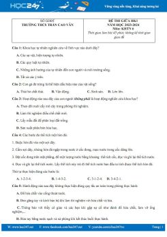 Đề thi giữa HK1 môn KHTN 6 CTST năm học 2023-2024 có đáp án Trường THCS Trần Cao Vân