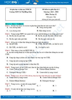 Đề thi giữa HK1 môn Tin học 12 năm học 2023 - 2024 Trường THPT Lê Thị Hồng Gấm có đáp án
