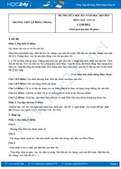 Đề thi giữa HK1 môn Ngữ văn 10 CD năm 2023-2024 có đáp án trường THPT Lê Hồng Phong