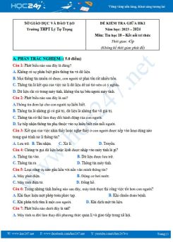 Đề thi giữa HK1 môn Tin học 10 KNTT năm học 2023 - 2024 Trường THPT Lý Tự Trọng có đáp án