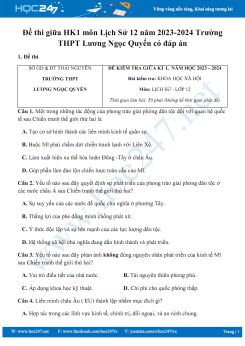 Đề thi giữa HK1 môn Lịch Sử 12 năm 2023-2024 Trường THPT Lương Ngọc Quyến có đáp án