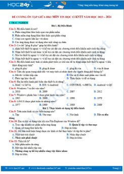 Đề cương ôn tập giữa HK1 môn Tin học 11 KNTT năm học 2023 - 2024