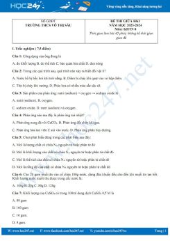 Đề thi giữa HK1 môn KHTN 8 Cánh diều năm học 2023-2024 có đáp án Trường THCS Võ Thị Sáu